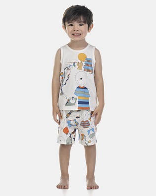 Pijama Masculino Baby Regata e Bermuda