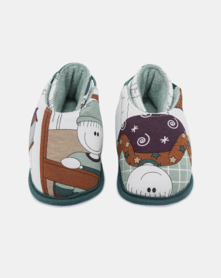 Pantufa Masculina Baby Fechada Com Elástico e Estampa Corrida 
