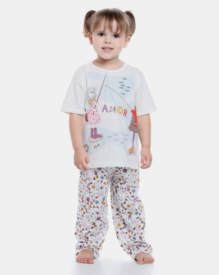 Pijama manga curta e calça