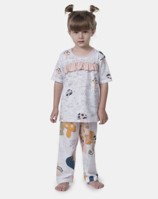 Pijama manga curta e calça     