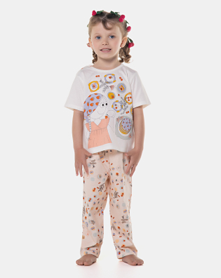 Sonhart Pijama Feminino Infantil manga curta e calça Annie
