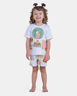 Pijama Sonhart Infantil Feminino Manga Curta e Short