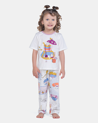 Pijama Feminino Infantil Manga Curta e Calça Sonhart