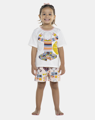 Pijama Feminino Baby Manga Curta e Short