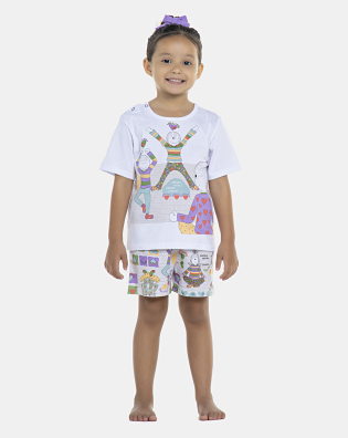 Pijama Feminino Baby Manga Curta e Short