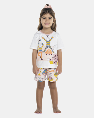 Pijama Feminino Baby Manga Curta e Short