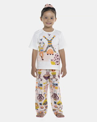 Pijama Feminino Baby Manga Curta e Calça