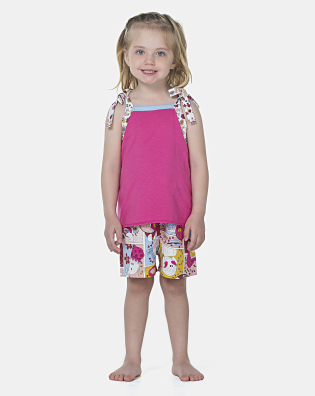 Pijama Feminino Baby Alça Amarração e Short