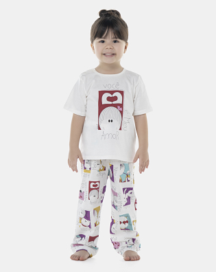 Pijama Feminino Baby Manga Curta e Calça