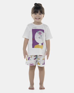 Pijama Feminino Baby Manga Curta e Short
