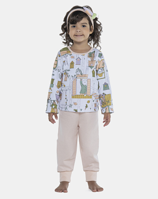 Pijama Feminino Baby Manga Longa e Calça