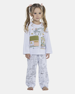 Pijama Feminino Baby Manga Longa e Calça