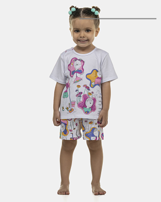 Pijama Feminino Baby Manga Curta e Short