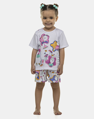 Pijama Feminino Baby Manga Curta e Short