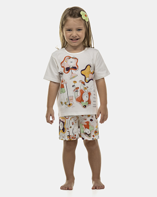 Pijama Feminino Baby Manga Curta e Short