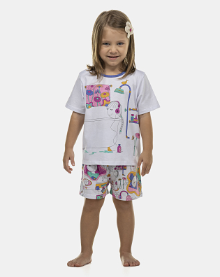 Pijama Feminino Baby Manga Curta e Short