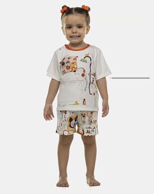 Pijama Feminino Baby Manga Curta e Short
