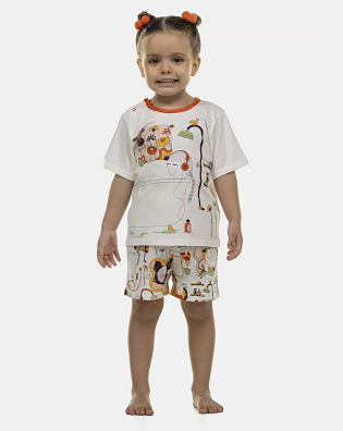 Pijama Feminino Baby Manga Curta e Short
