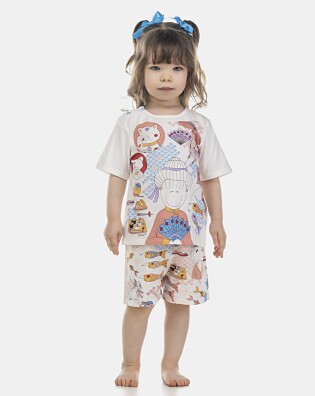 Pijama Feminino Baby Manga Curta e Short