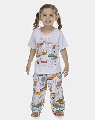 Pijama Feminino Baby Manga Curta e Calça