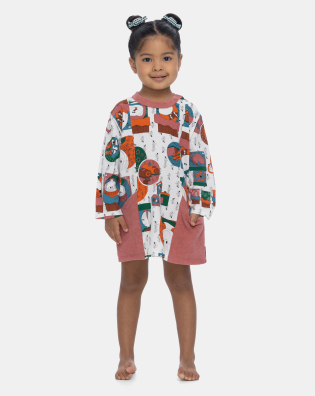 Pijama Camisão Infantil Feminino Manga Longa Tic-Tac