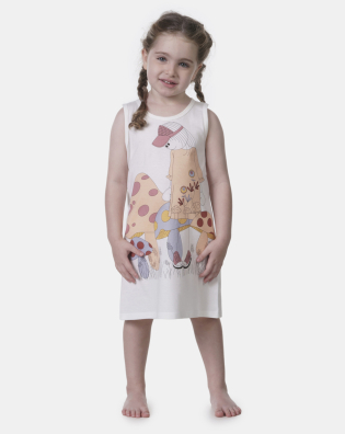 Pijamas Sonhart | Camisola Infantil Menina regata Média Estampa Pat     