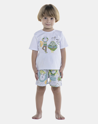 Pijama Baby Manga Curta e Short Unissex