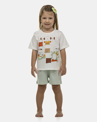 Pijama Baby Manga Curta e Short Unissex