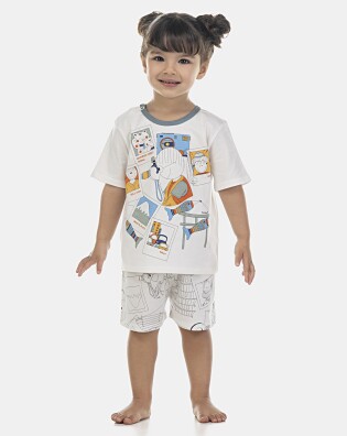 Pijama Baby Manga Curta e Short Unissex