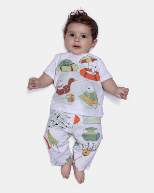 Pijama Manga Curta e Calça