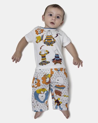 Pijama Masculino Bebe Manga Curta e Calça