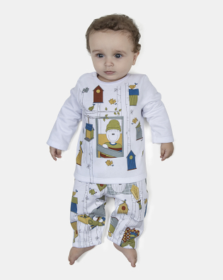 Pijama Masculino Bebe Manga Longa e Calça Moletinho