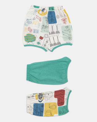 Kit mijão Curto Bebê Menino 3 Peças Estampado