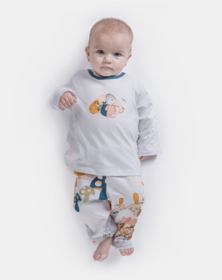 Pijama Bebê Menina manga longa e calça Estampada