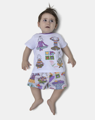 Pijama Feminino Bebe Manga Curta e Short