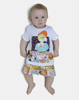 Pijama Feminino Bebe Manga Curta e Short