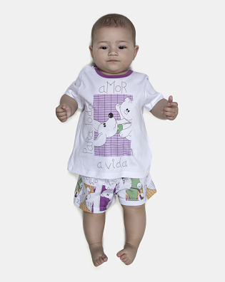 Pijama Feminino Bebe Manga Curta e Short