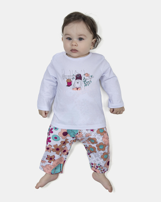 Pijama Feminino Bebe Manga Longa e Calça