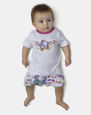 Pijama Feminino Bebe Manga Curta e Short