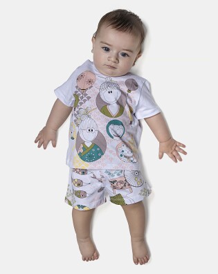 Pijama Feminino Bebê Manga Curta e Short