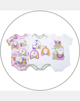 Kit Body Feminino Bebe Manga Curta 