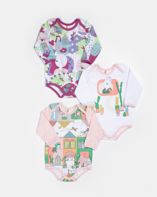 Kit Body Feminino Bebe Manga Longa