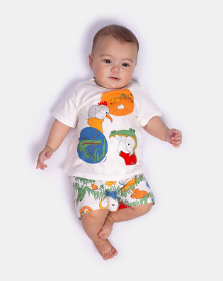 Pijama Bebê Sonhart Unissex manga curta e short Estampado 