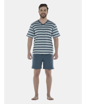 Pijama Masculino Adulto Manga Curta e Short Decote V