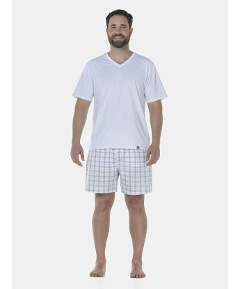 Pijama Masculino Adulto Manga Curta e Short Tricoline