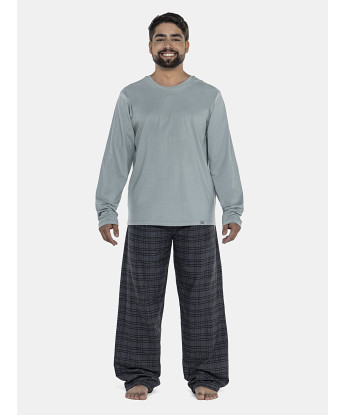 Pijama Masculino Adulto Manga Longa e Calça Flanelada