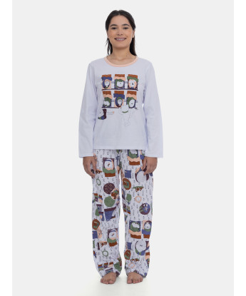 Pijama Feminino Manga Longa e Calça Estampa Personagens