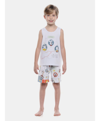 Pijama Masculino Infantil  Regata e Bermuda Estampada
