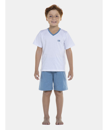 Pijama Masculino Kids Manga Curta e Bermuda Decote V