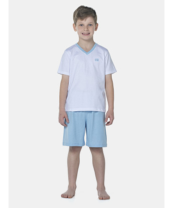 Pijama Masculino Kids Manga Curta Decote V e Bermuda